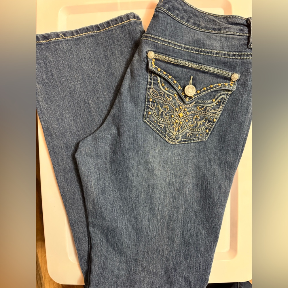 Nine West Vintage America Vintage Bootcut Jeans 8/29 Marilyn Medallion Bling